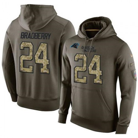 NFL Men's  Carolina Panthers #24 James Bradberry Stitched Green Olive Salute To Service KO Performance Hoodie