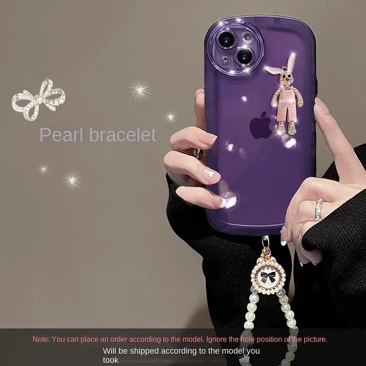 3D Metal Rabbit bracelet Phone Case for huawei mate 50 40 30 20 pro nova 6se 9se 7se 8 9 10 10se 11 y70 Cover