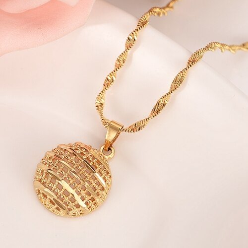 24k  Fashion Cute Jewelry Gold Round ball girls bridajewelry set for Women