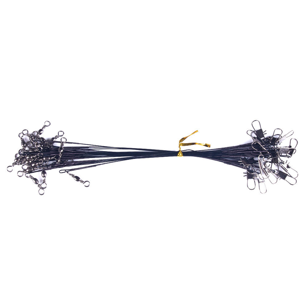 

20pcs Steel Wire Leader with Swivel Anti Bite Fishing Line Fishing Tackle, Black, 501 Original