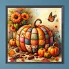 5D DIY Diamond Painting Kit Full Drill 40x40cm Round(Pumpkin and Flowers)