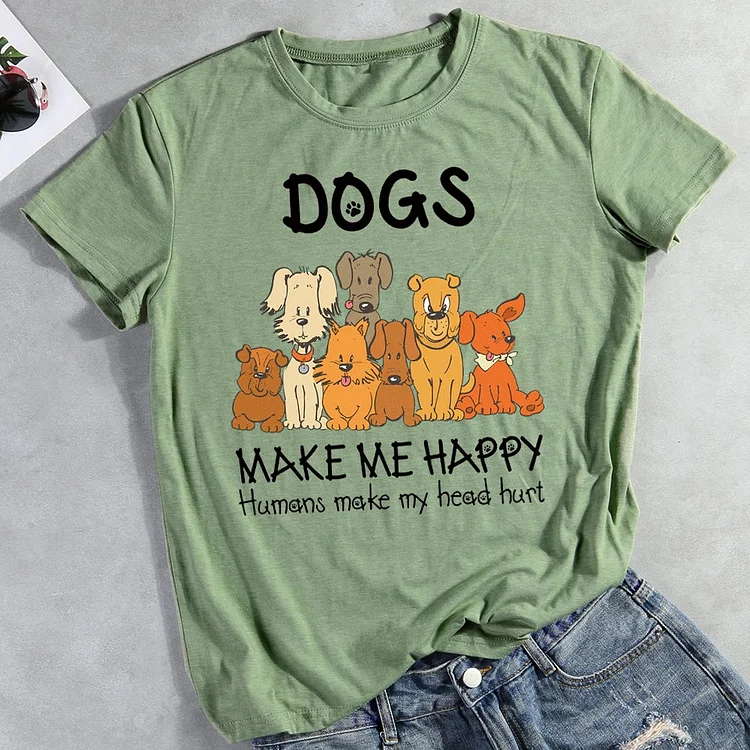 Dogs Makes Me Happy T-Shirt-012895-CB