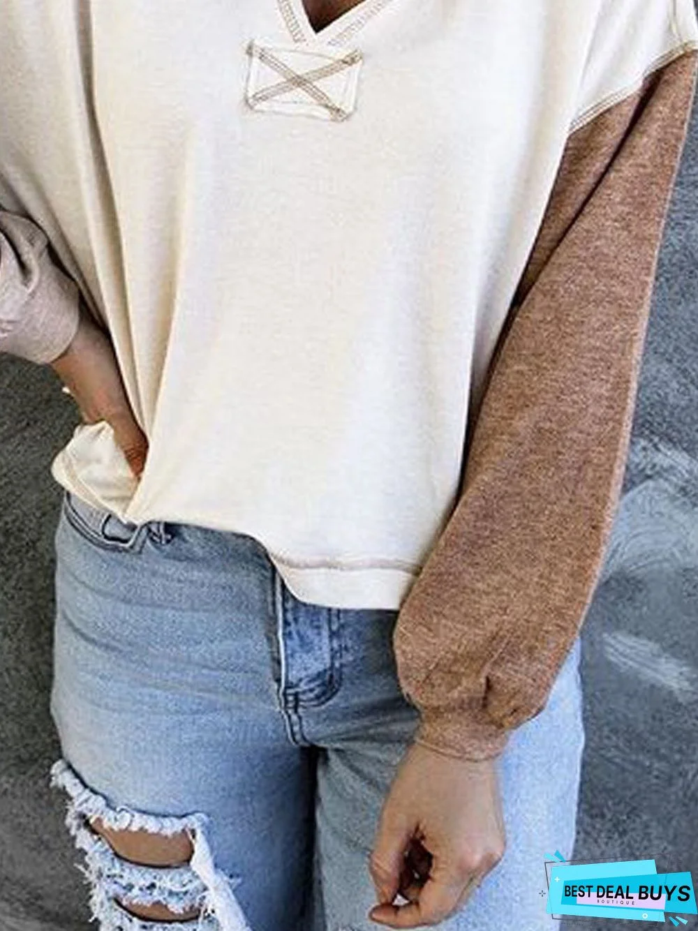 Casual Cotton-Blend Long Sleeve Sweatshirt