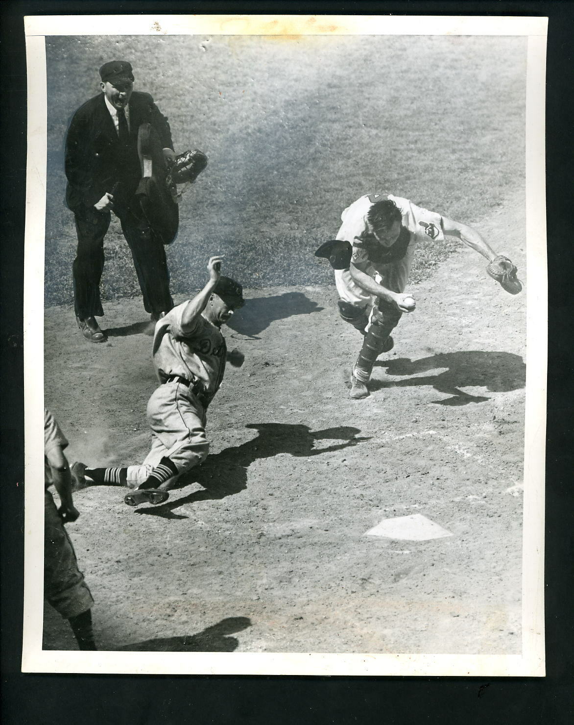 Jim Hegan Hoot Evers Ed Hurley 1951 Type 1 Press Photo Poster painting Tigers Cleveland Indians