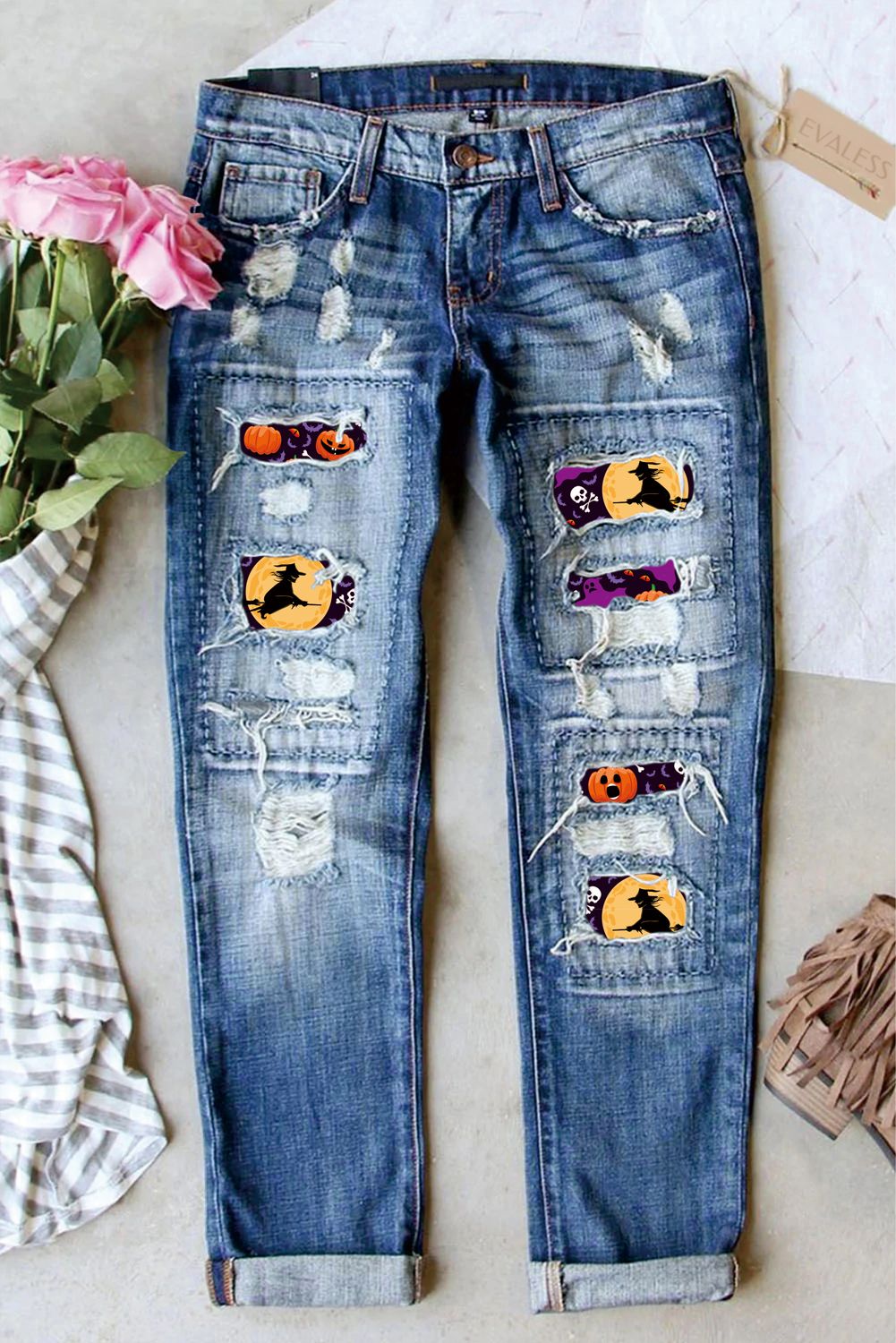 Halloween Witch Ripped Jeans
