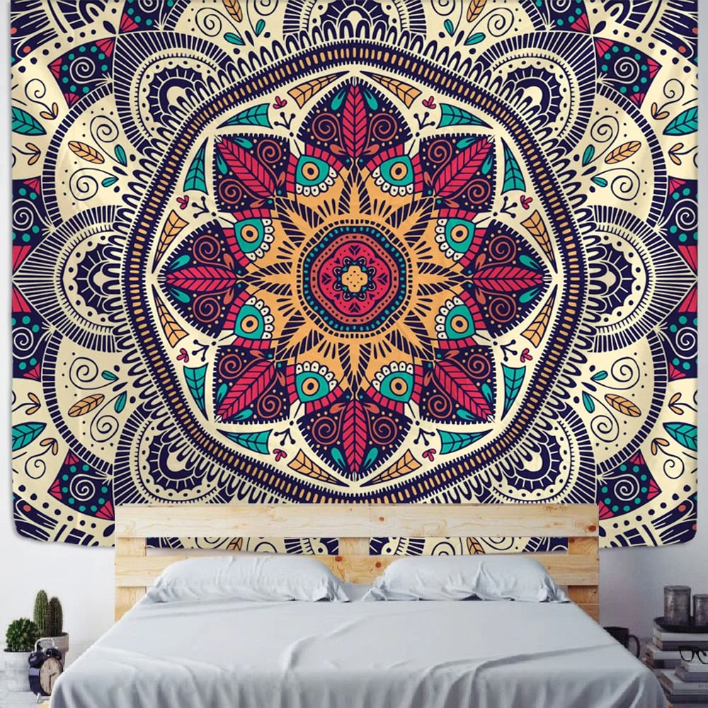 Indian Mandala Tapestry Wall Hanging Sandy Beach Throw Rug Blanket Camping Tent Travel Mattress Bohemian Sleeping Pad Tapestries
