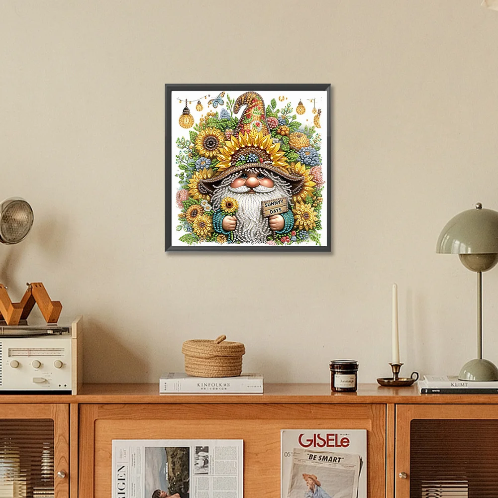 Diamond Painting - Partial Special Shaped Drill - Sunflower Gnome(Canvas|30*30cm)