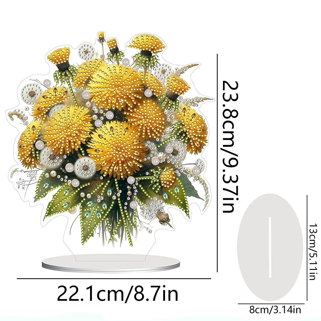 2D Flat Dandelion DIY Desktop Diamond Art Kits Bedroom Table Decoration