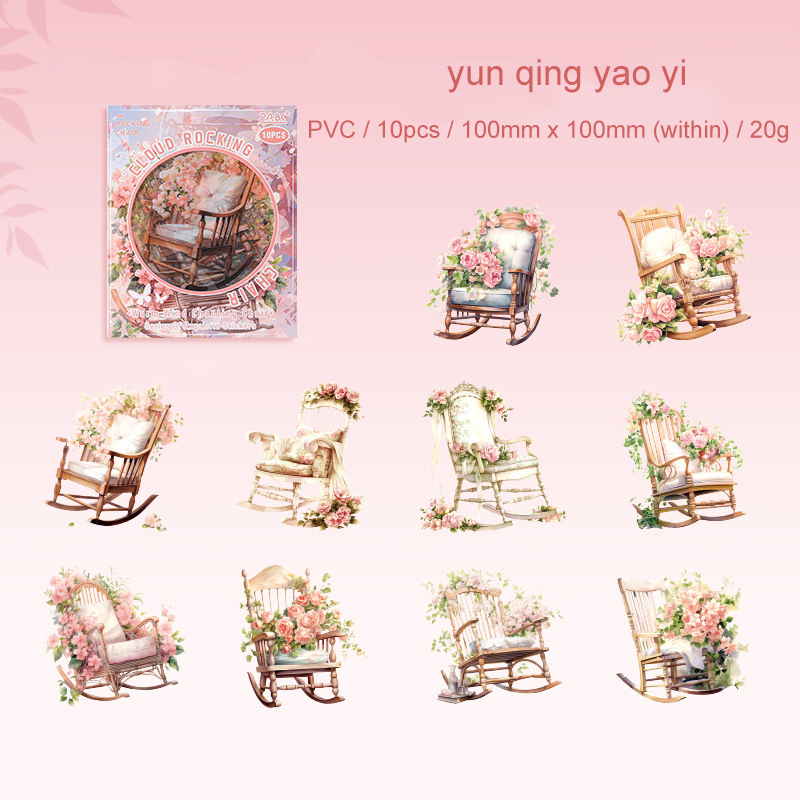 Journalsay Warm Wind Chanting Chair Series Vintage Flower Landscaping PET Sticker 