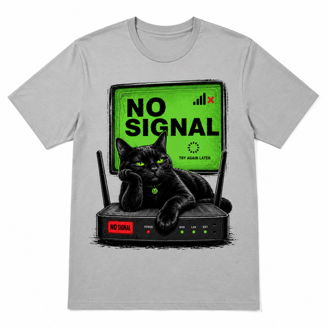 No Signal Cat Cotton T-Shirt