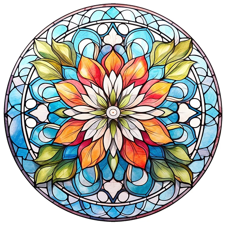 Full Round Diamond Painting - Glass Art - Flowers 30*30CM