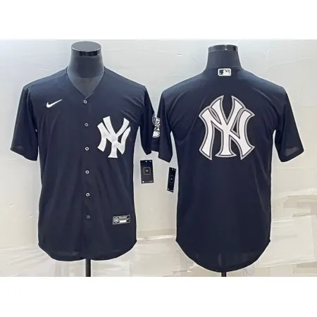 Men's New York Yankees Black Team Big Logo Cool Base Stitched Baseball Jersey ONRK
