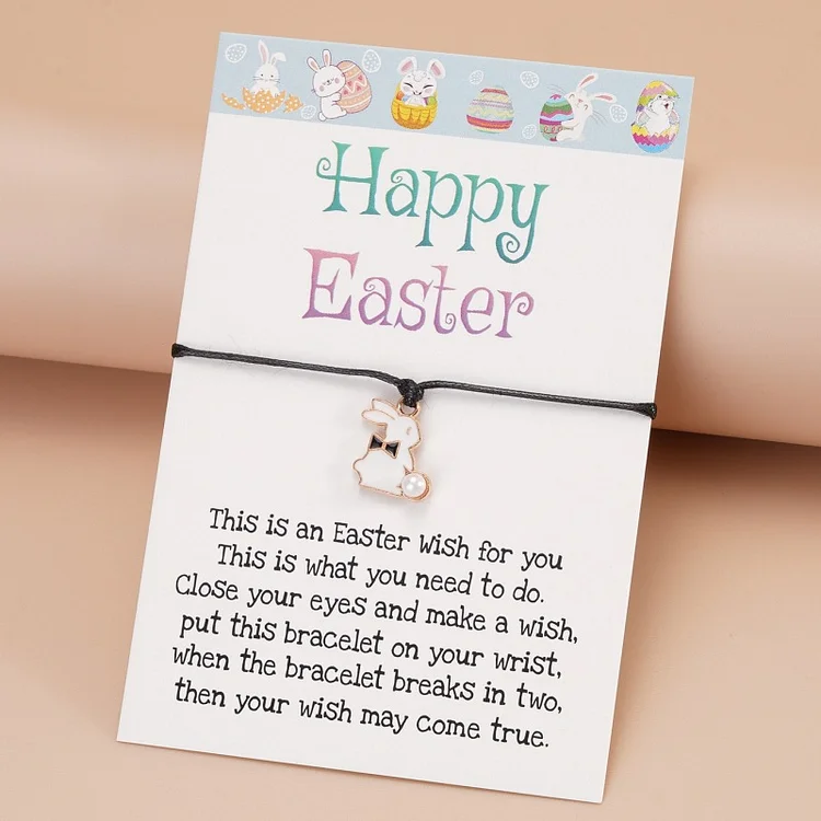 Happy Easter Bunny Pearl Bracelet With Card Message