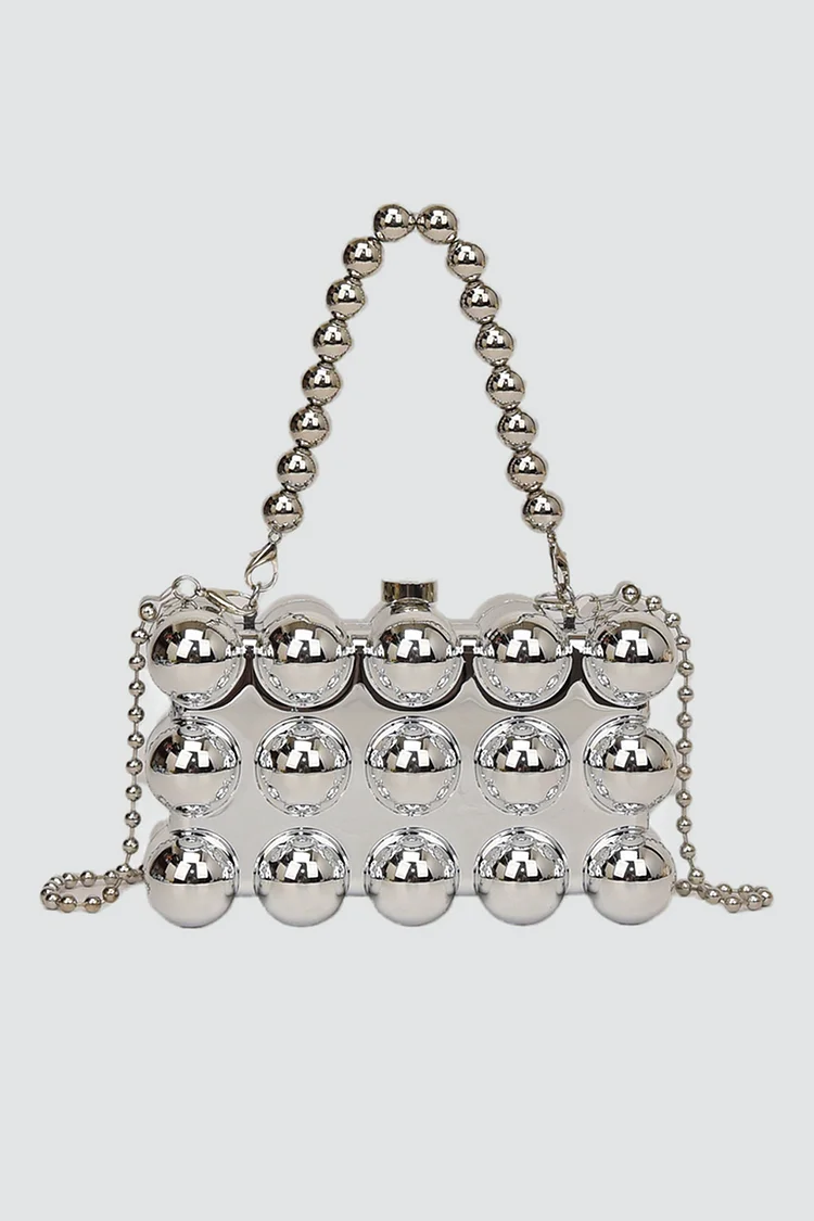 Fashionable Gold Bead Acrylic Square Shoulder Crossbody Bag 2024 - Xpluswear