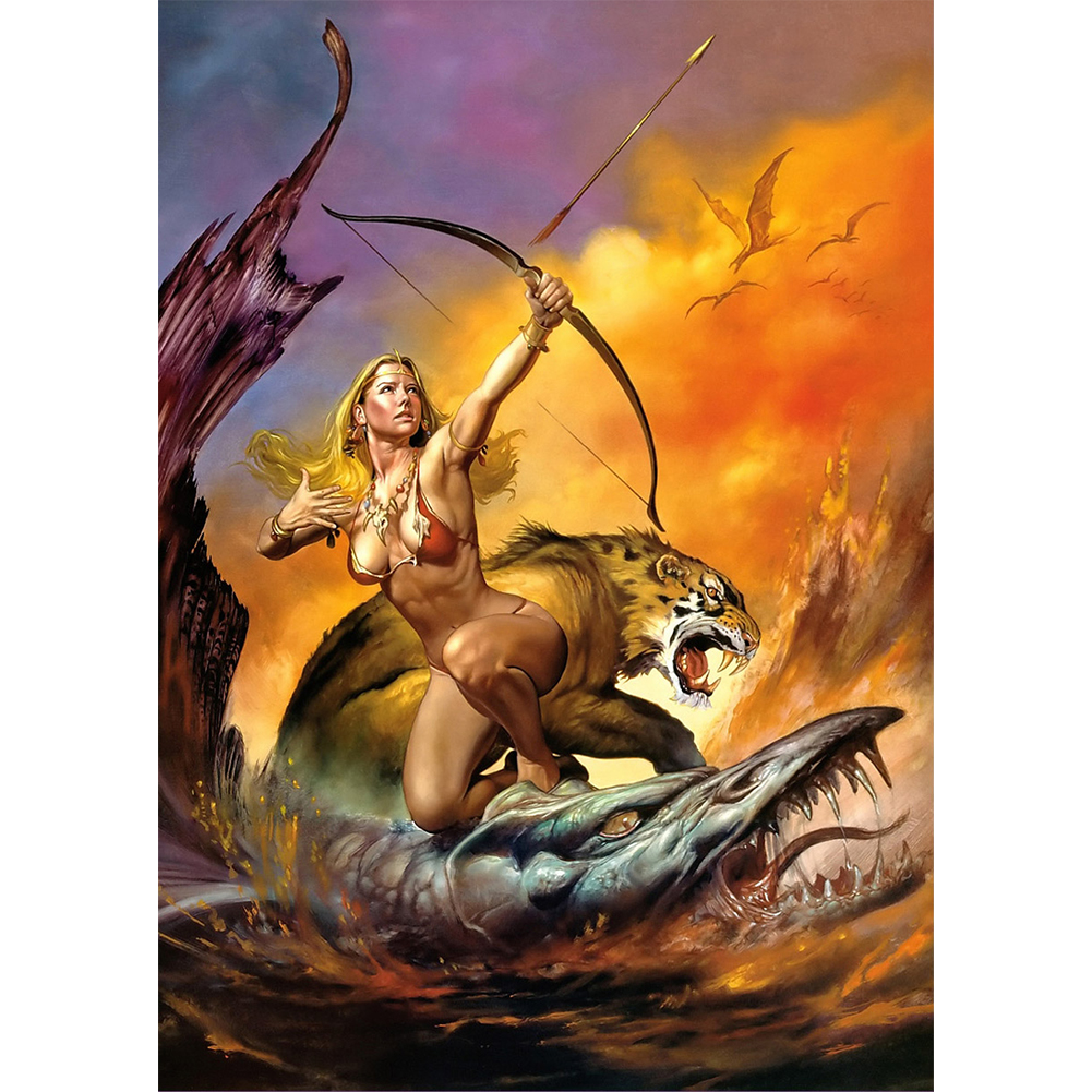 

30*40CM - Round Drill Diamond Painting - Female Soldiers, 501 Original