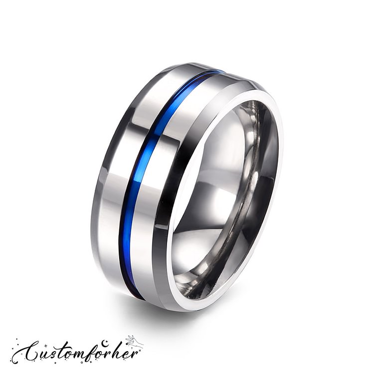 Glossy Blue Silver Ring