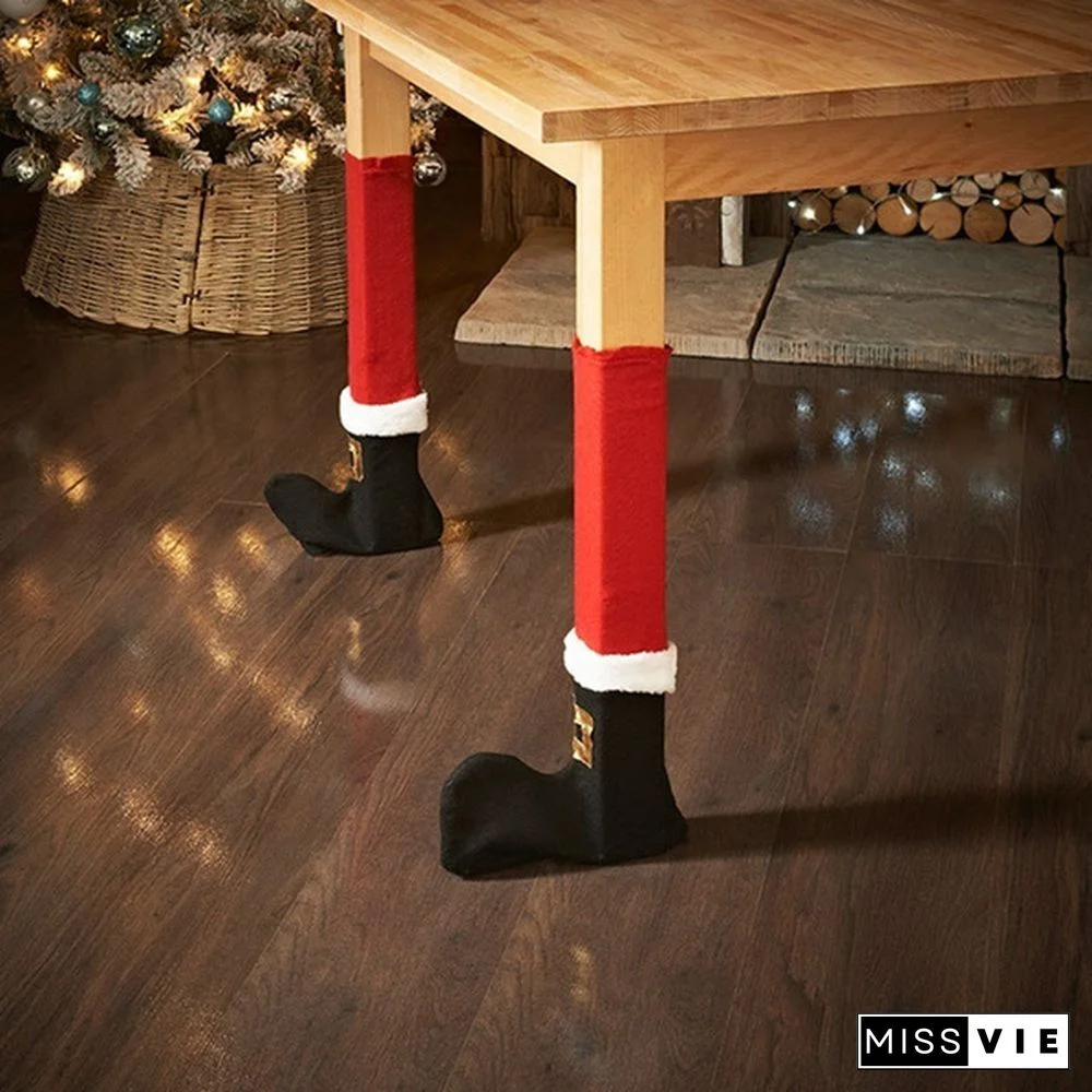 4Pcs/Set Elf Santa Chair Table Leg Covers Christmas Table Decoration Novelty