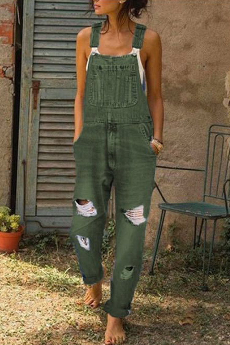 Casual Solid Ripped Harlan Jumpsuits(4 Colors) - Life is Beautiful for You - SheChoic