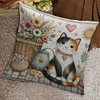 Flowers And Cats-11CT Stamped Cross Stitch Pillowcase 45*45cm