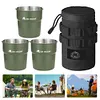 3Pcs 300ml Outdoor Camping Cup with Storage Bag Beer Wine Cup for Picnic (Green)