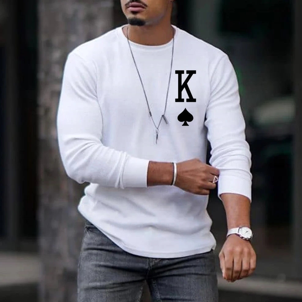 Mens Spades K Print Long Sleeve T-shirt / [viawink] /