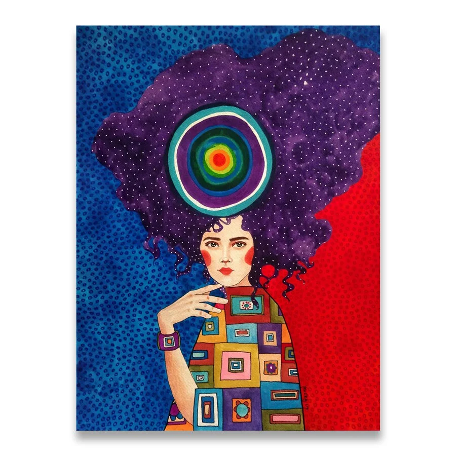 Abstract Colorful Girl Wall Art Canvas Painting Nordic Poster Flower Hair Cuadros Wall Pictures For Living Room Vintage Unframed