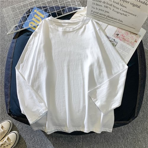 Loose Long Sleeve T-Shirts Women Casual Basic Tees Simple Design Hot Sale All-Match Students O-Neck Tops Korean Style Spring Ins - Life is Beautiful for You - SheChoic