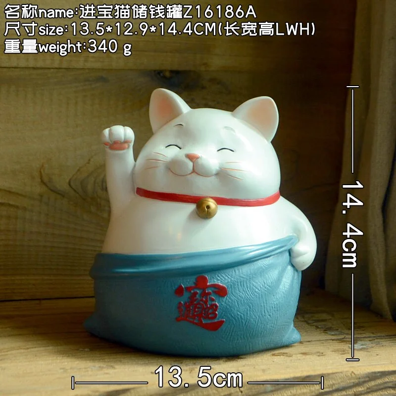 Creative Maneki Neko Piggy Bank Waving Hand Lucky Cat Gifts Home Decoration Business Gift Car Ornament Resin Craft