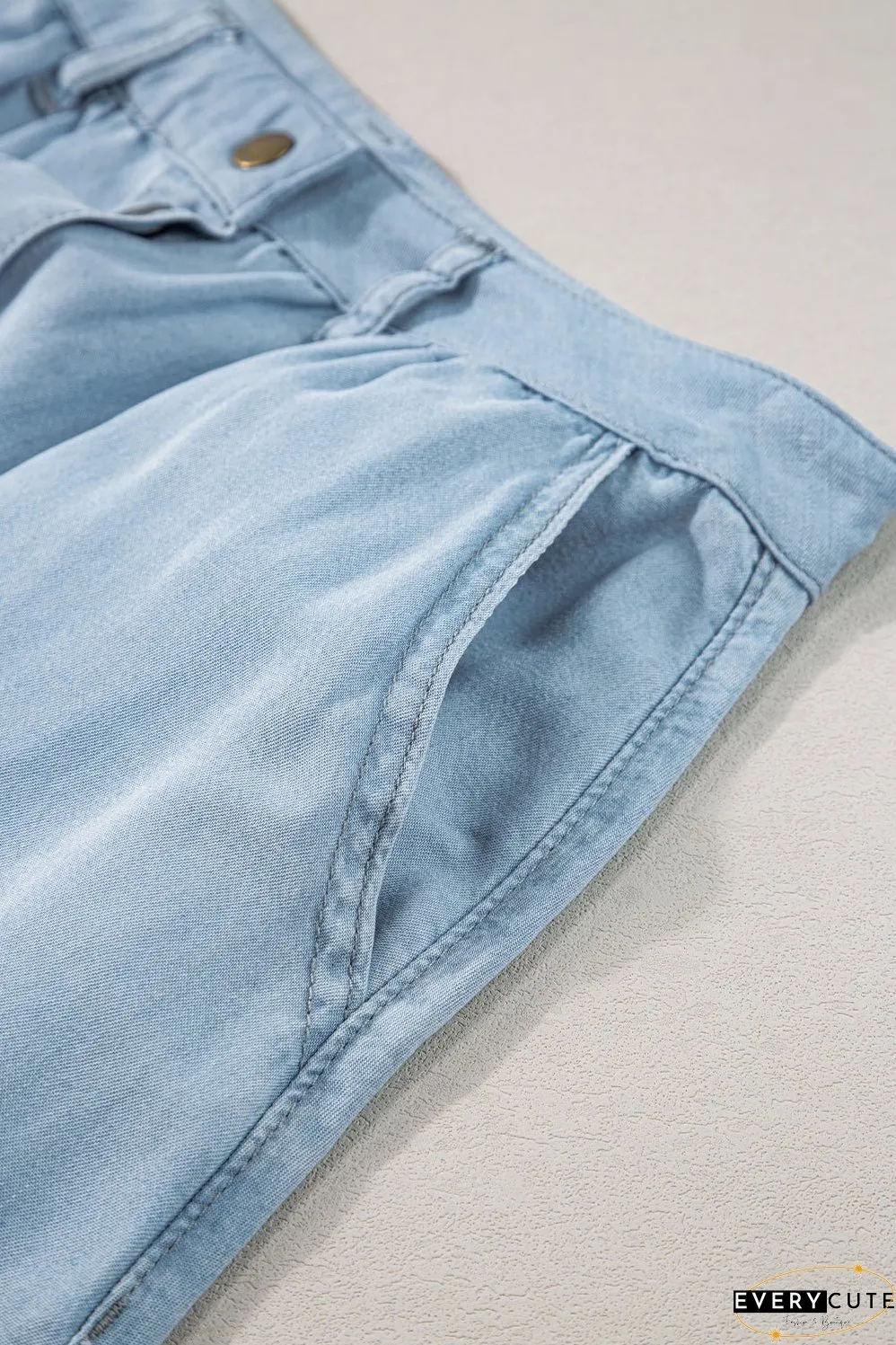 Buttoned Cotton and Linen High-Low A-Line Skirt