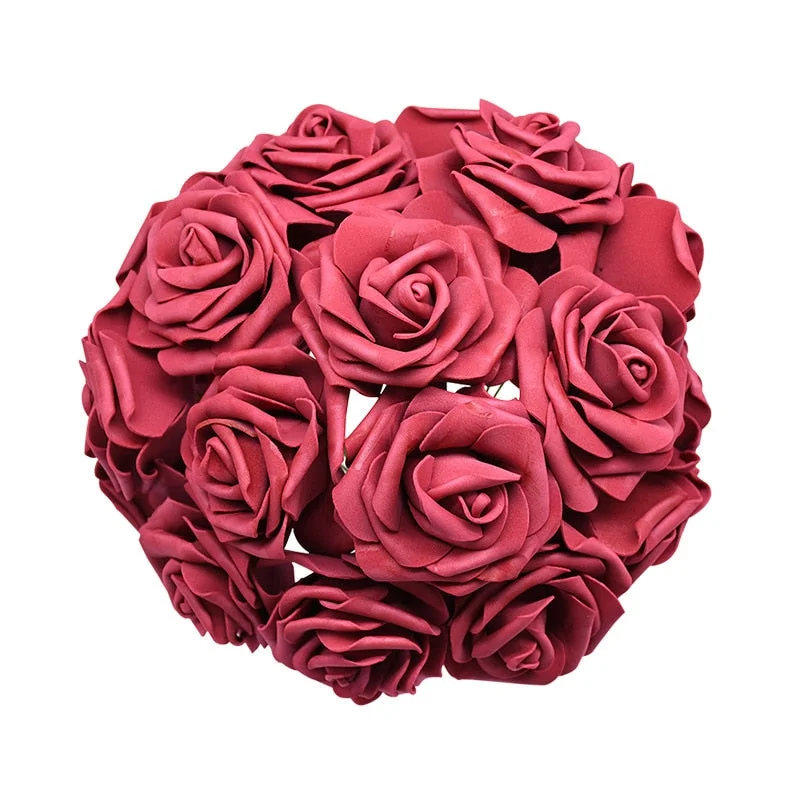 24Pcs/lot Artificial Rose Bouquet Decorative Foam Rose Flowers Bride Bouquets for Wedding Home Party Decoration Wedding Supplies