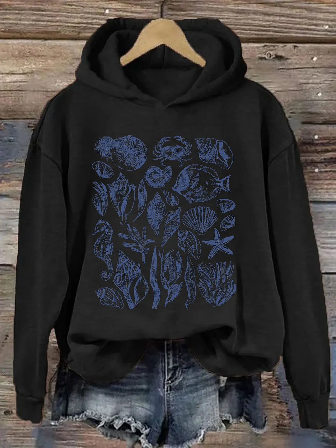 Vintage 90s Tattoo Sea Animal Hoodie