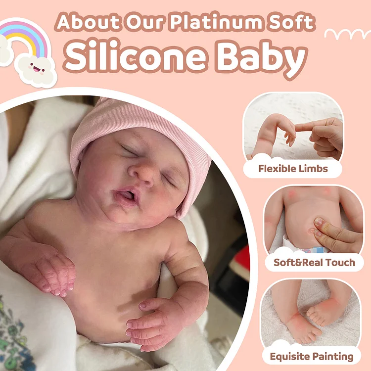 Flexible Solid Platinum Liquid Full Silicone Reborn Doll Baby Named Boaz