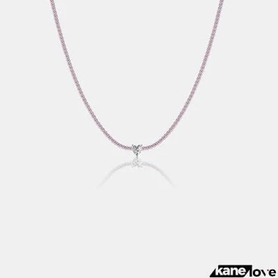 Heart Inlaid Zircon 925 Sterling Silver Necklace