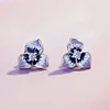 925 Silver Three Petal Zircon Stud Earrings 