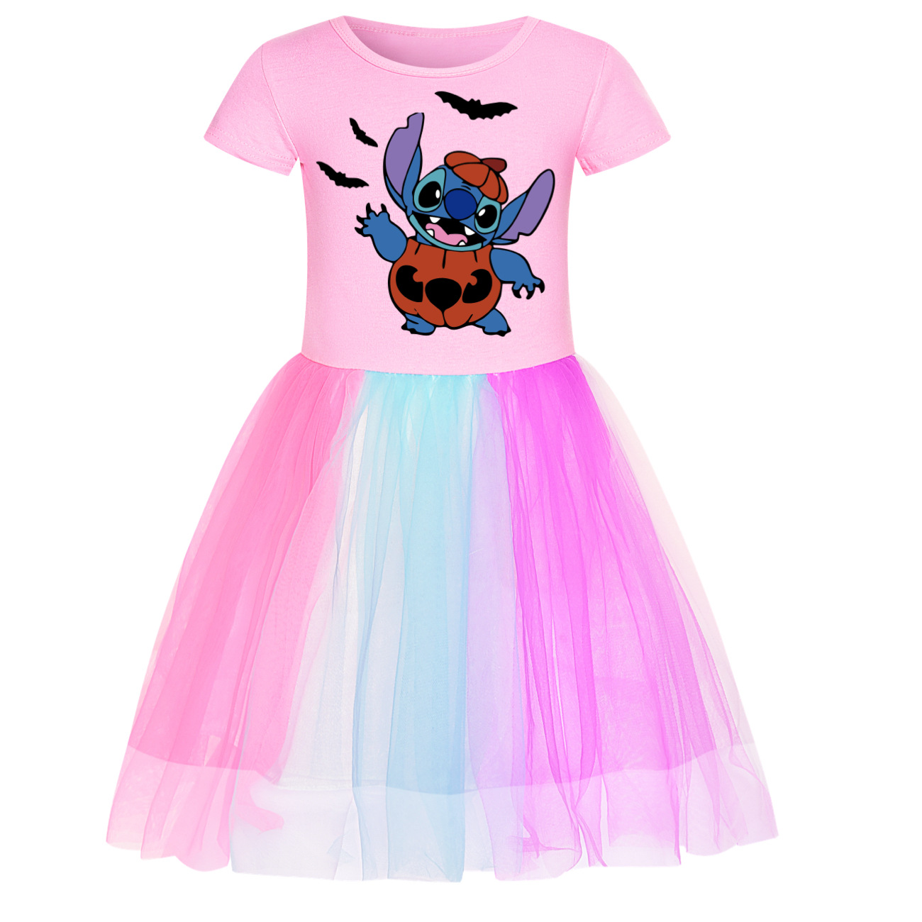 Stitch Halloween Rainbow Lace Skirt for Girls - Adorable Starry Design -Mayoulove