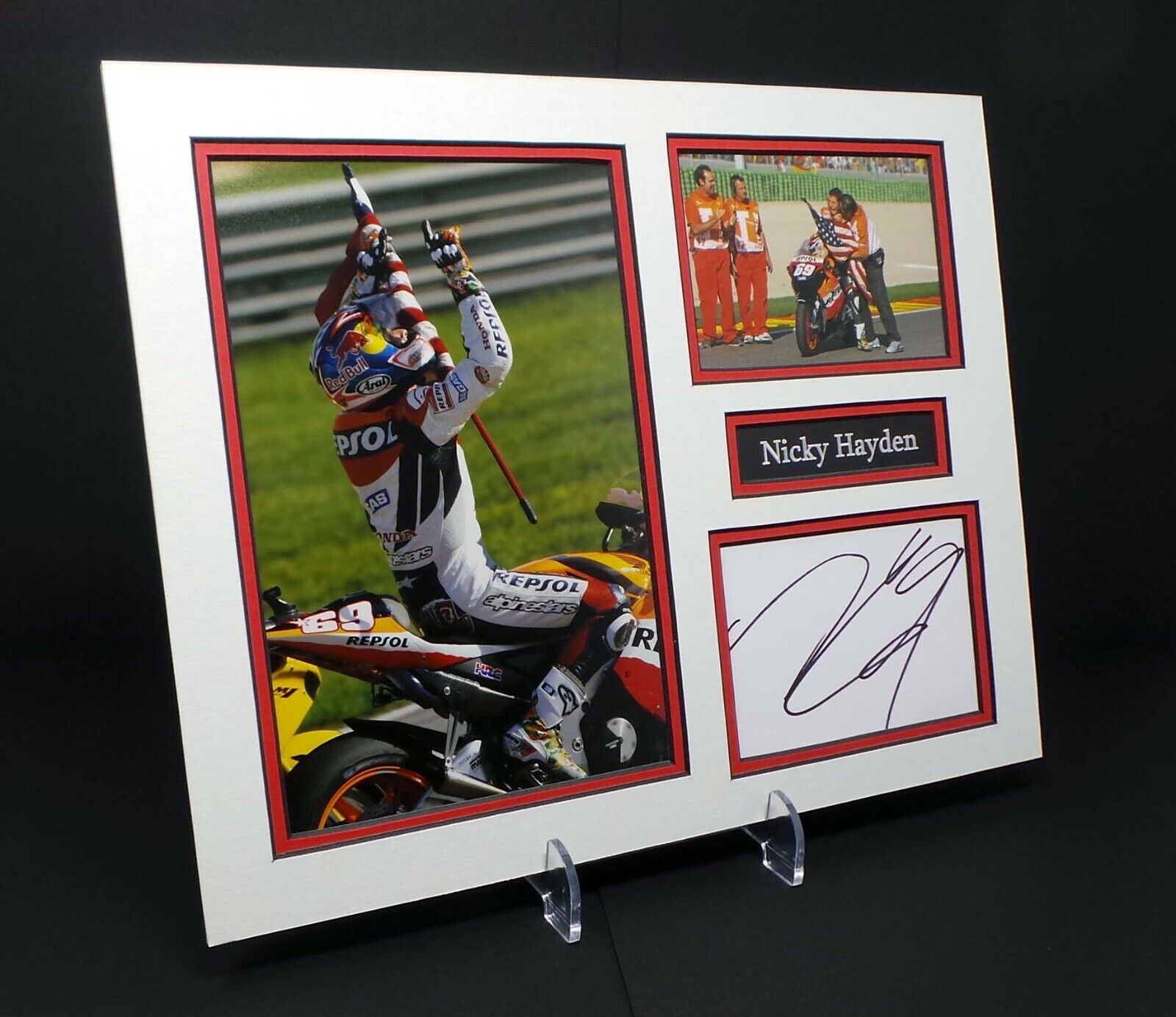 Nicky HAYDEN Signed Mounted Photo Poster painting Display AFTAL MotoGP Racer Honda