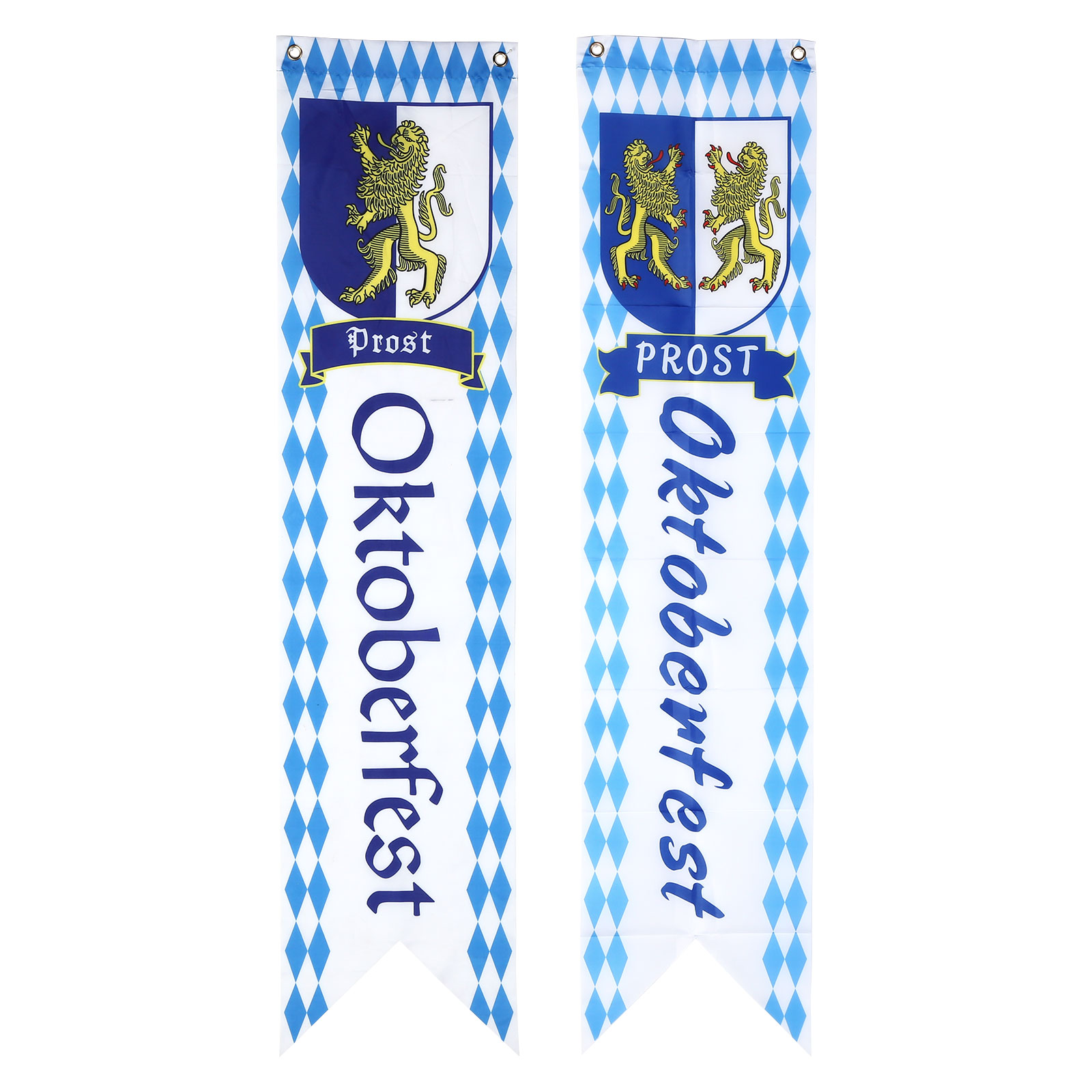 

Oktoberfest Banner Bavarian Ornament Party Beer Blue & White Flag Decor, A single lion hangs a flag, 501 Original