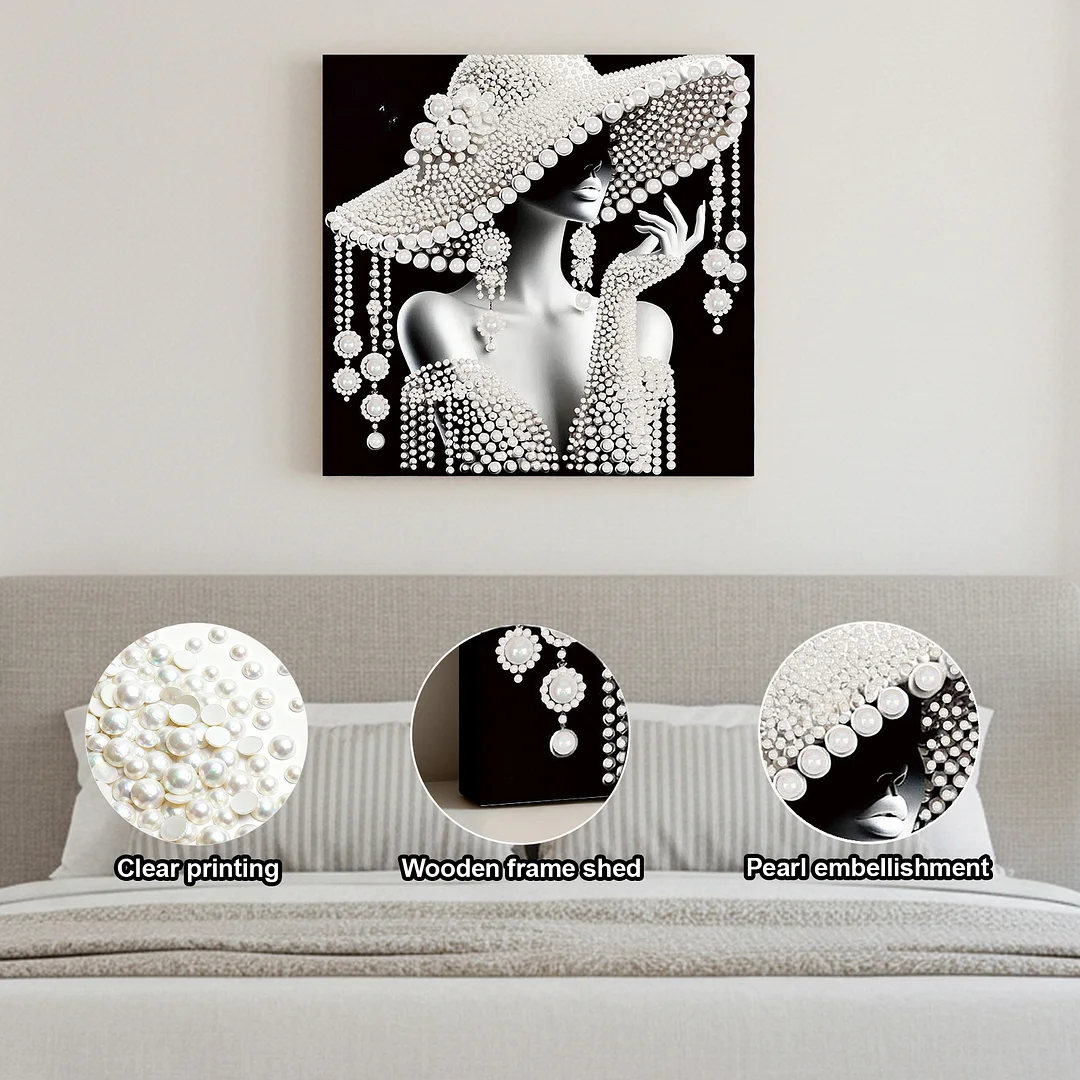 Lady - DIY Pearl Diamond Art Kit With Frame 30*30cm