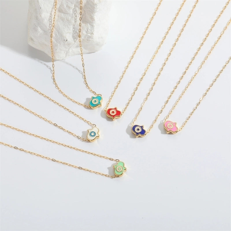 Copper 14K Gold Plated Enamel  Pendant Necklace