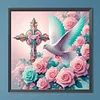 (40*40cm)Cross Rose Dove - Full Round Drill Diamond Painting