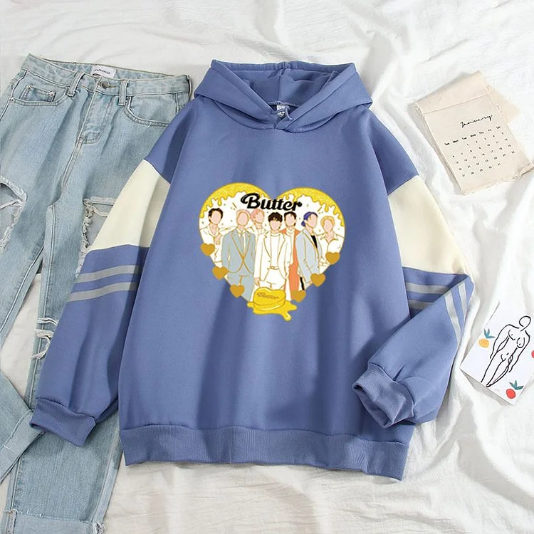 방탄소년단 Butter Creative Color-block Hoodie