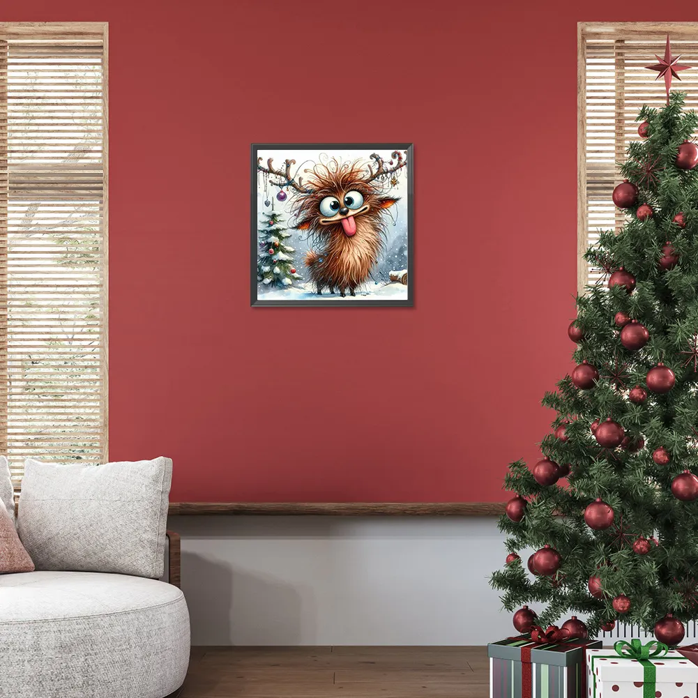 Diamond Painting - Full Round Drill - Christmas Elk(Canvas|30*30cm)