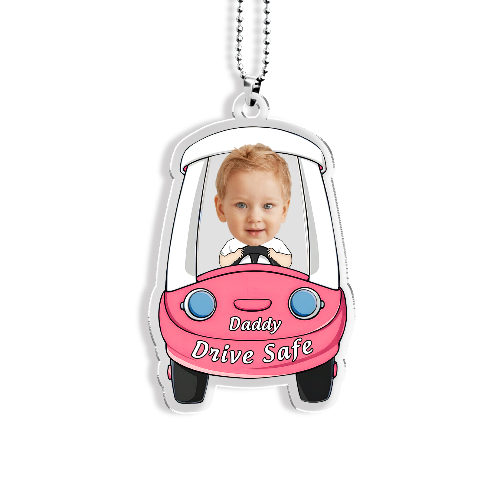 Personalised Car Acrylic Hanging Ornament Custom Photo & Text & Name Keychain Pedant Gift for Family-Jessemade AU