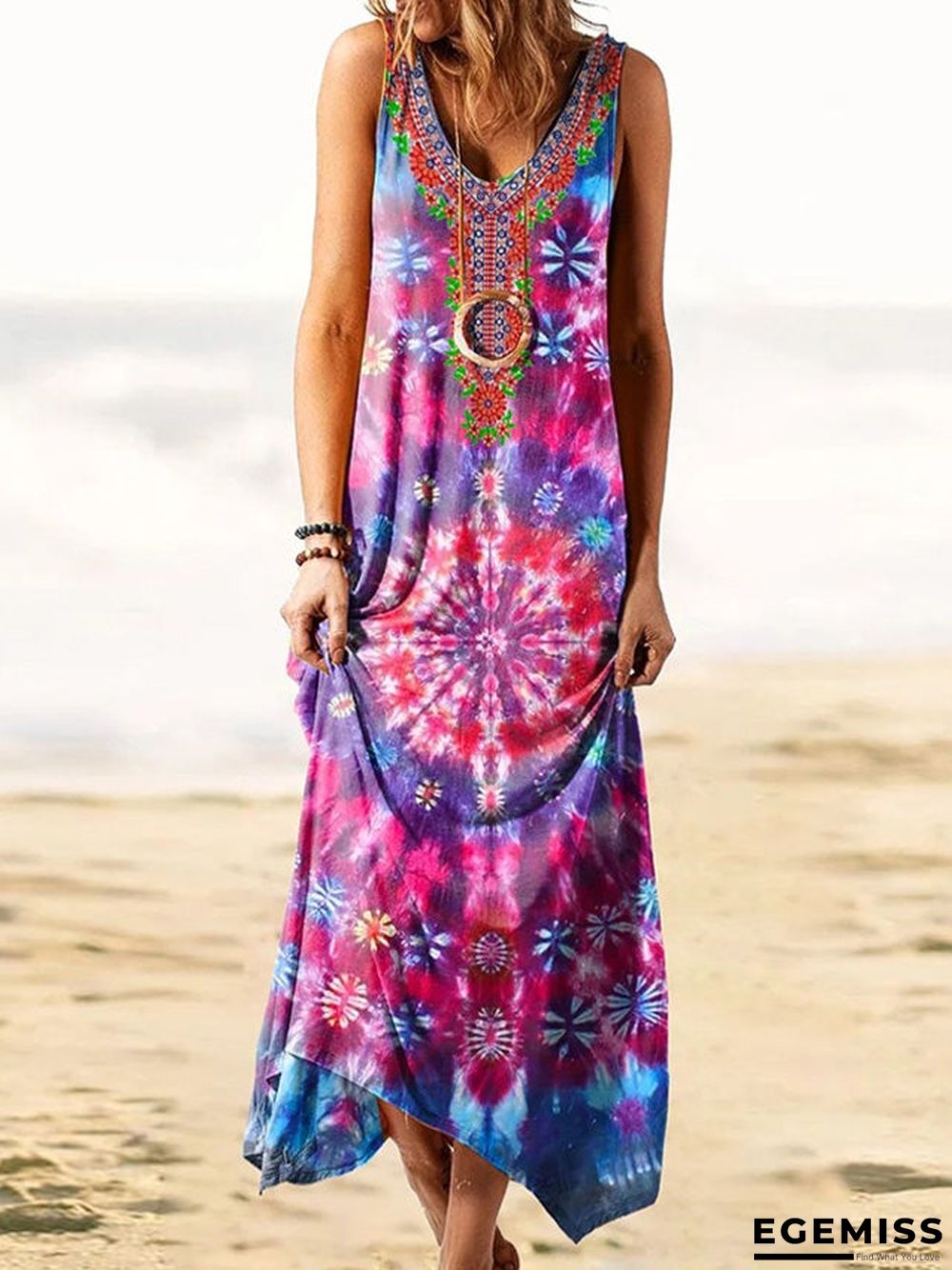 New National Style Loose Printed Vest Dress | EGEMISS