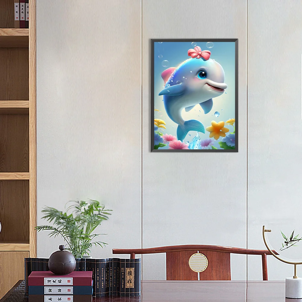 Full Round Diamond Painting 30*40cm - Beautiful Dolphin