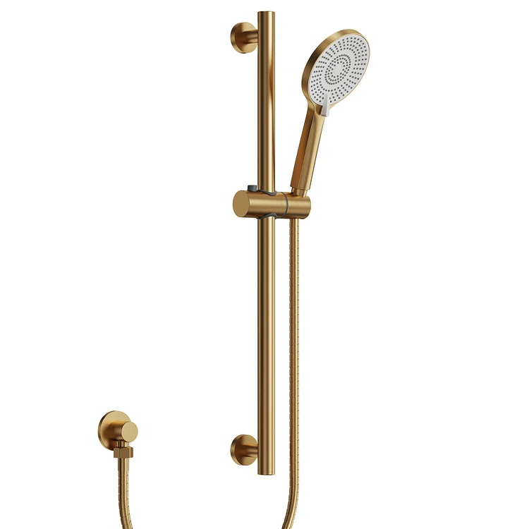 EVERSTEIN Round Handheld Showerhead with Slide Bar Brushed Gold SFS-1136-GD