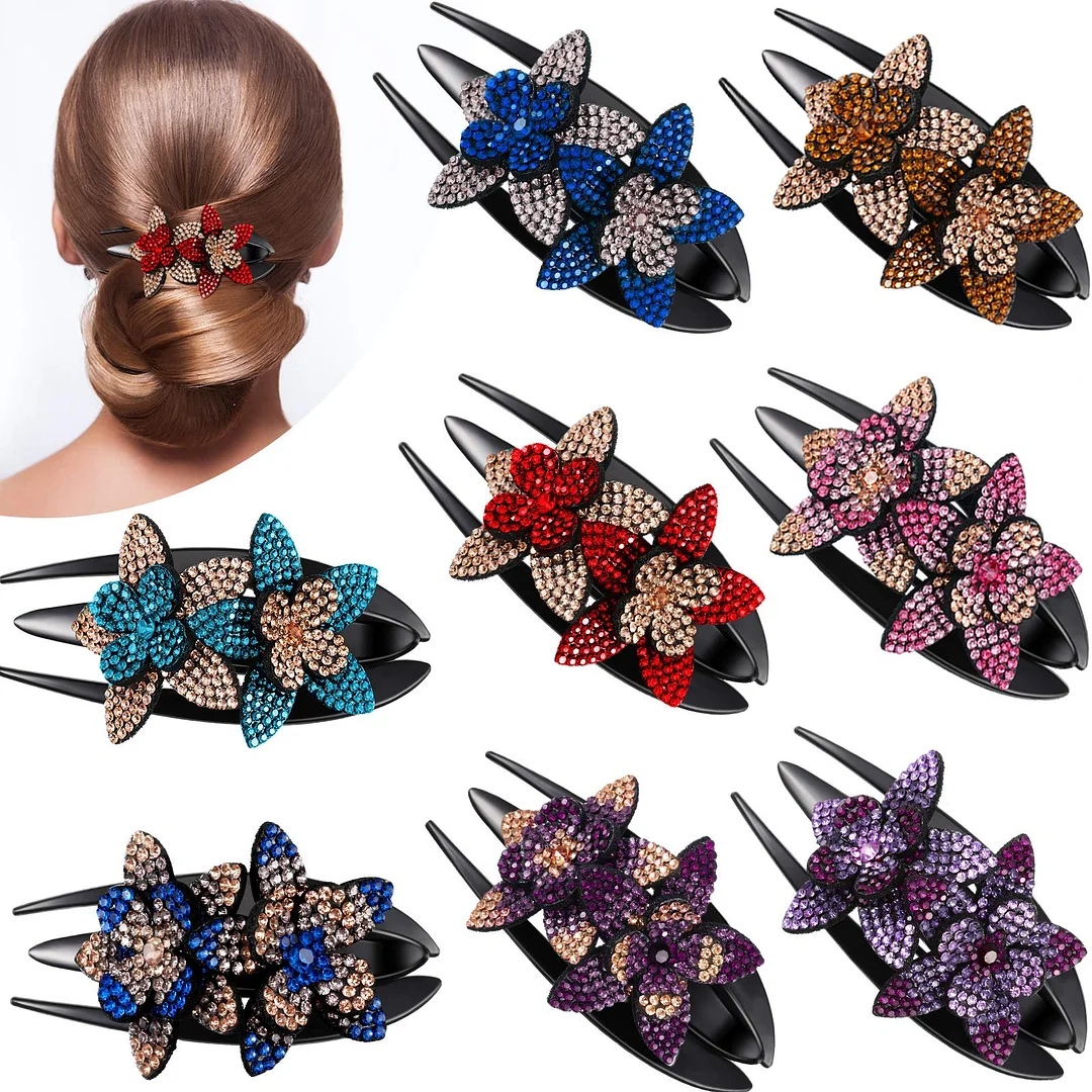 🎅EARLY CHRISTMAS SALE - 48% OFF🎄Rhinestone Double Flower Hair Clip-BUY 6 GET 20% OFF