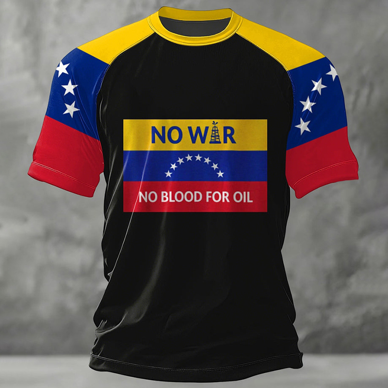 Men's No War No Blood For Oil Support Venezuela Print T-shirt artswardrobe