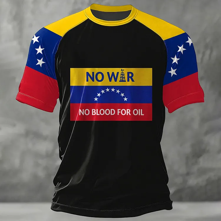 Men's No War No Blood For Oil Support Venezuela Print T-shirt