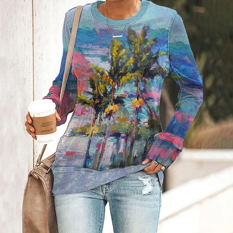 Lahaina Beach Oil Painting Print Sweatshirt